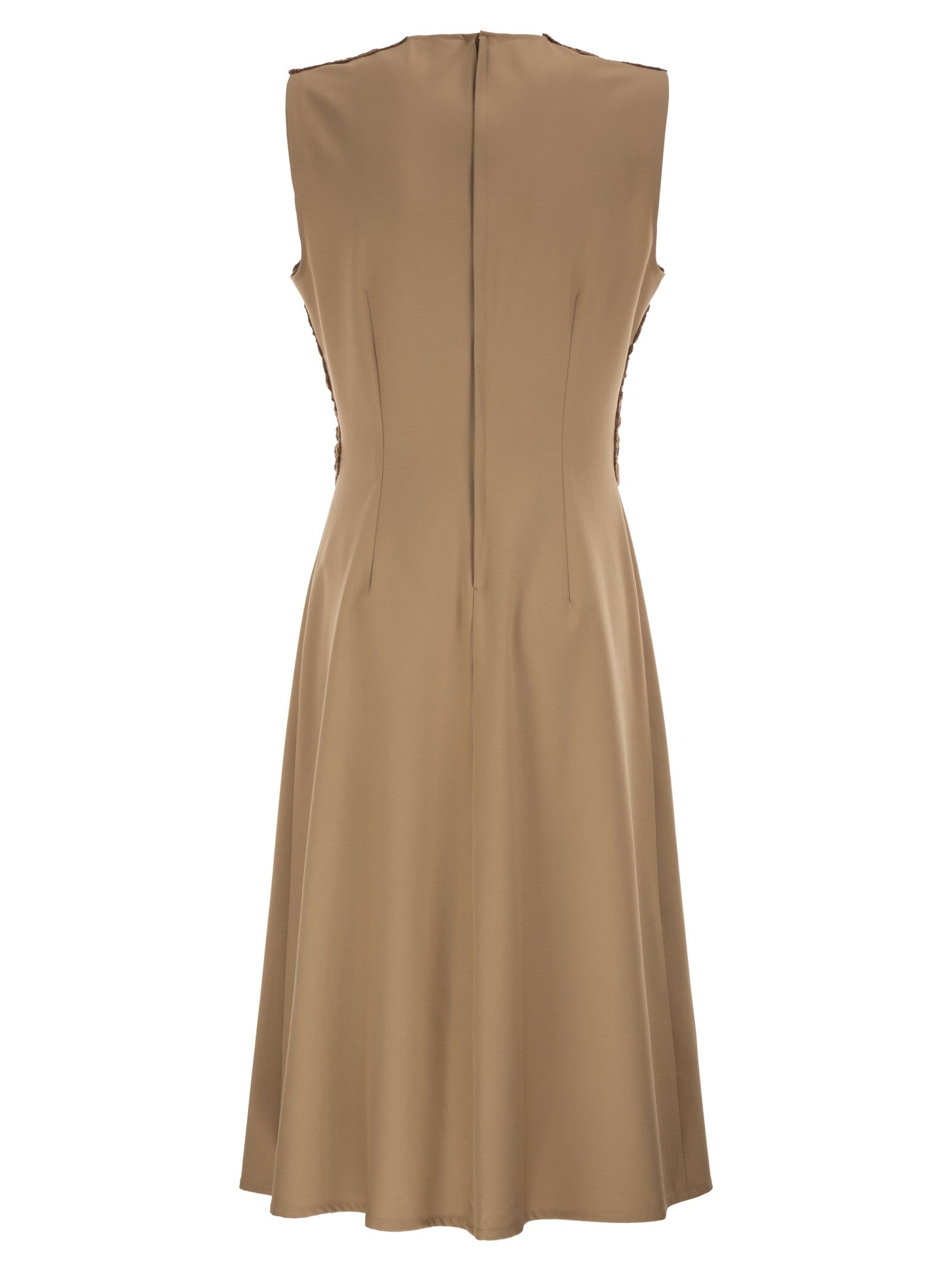 Fabiana Filippi Midi Dress With Crochet Bodice And Fluid Skirt
