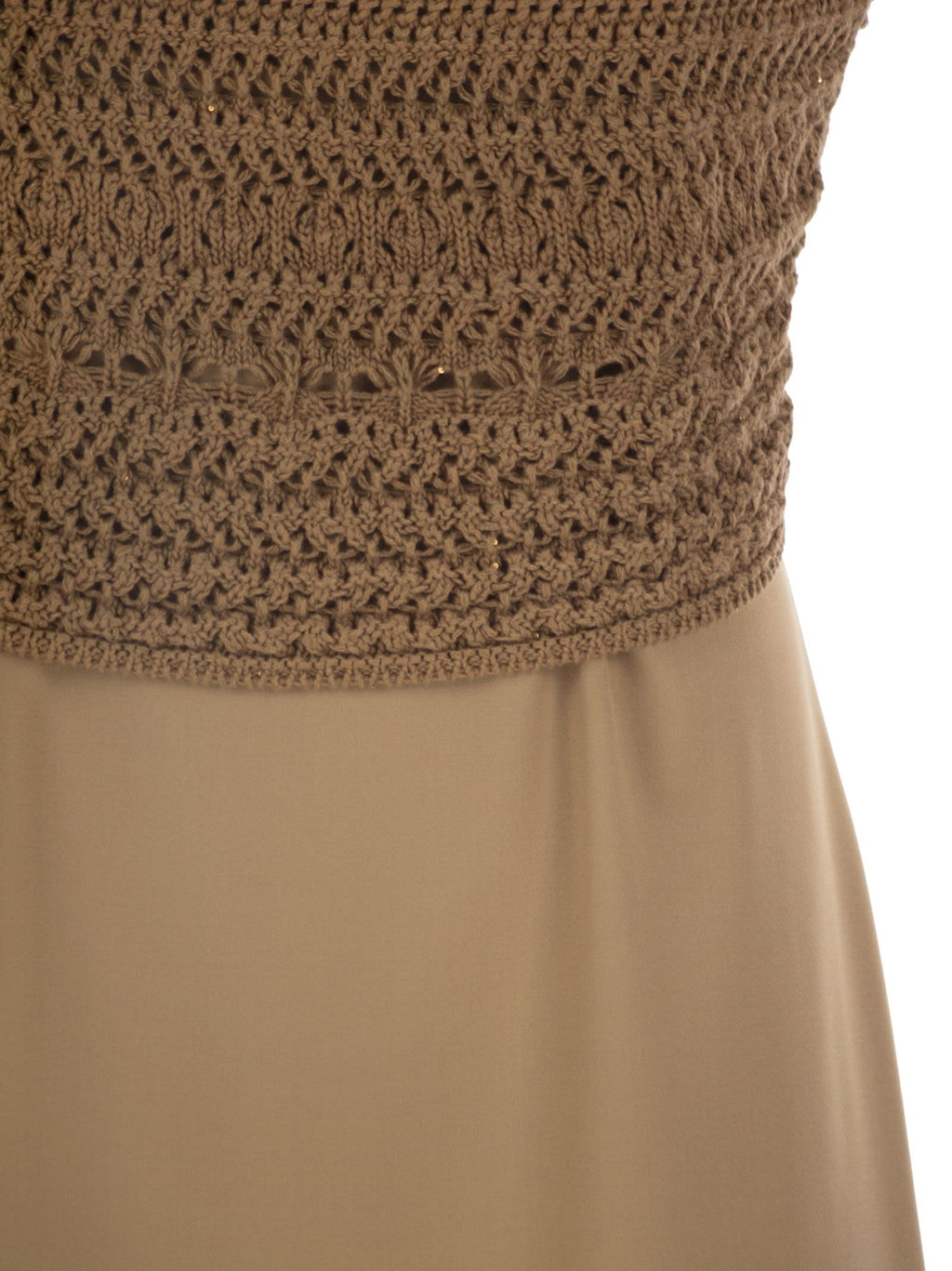 Fabiana Filippi Midi Dress With Crochet Bodice And Fluid Skirt