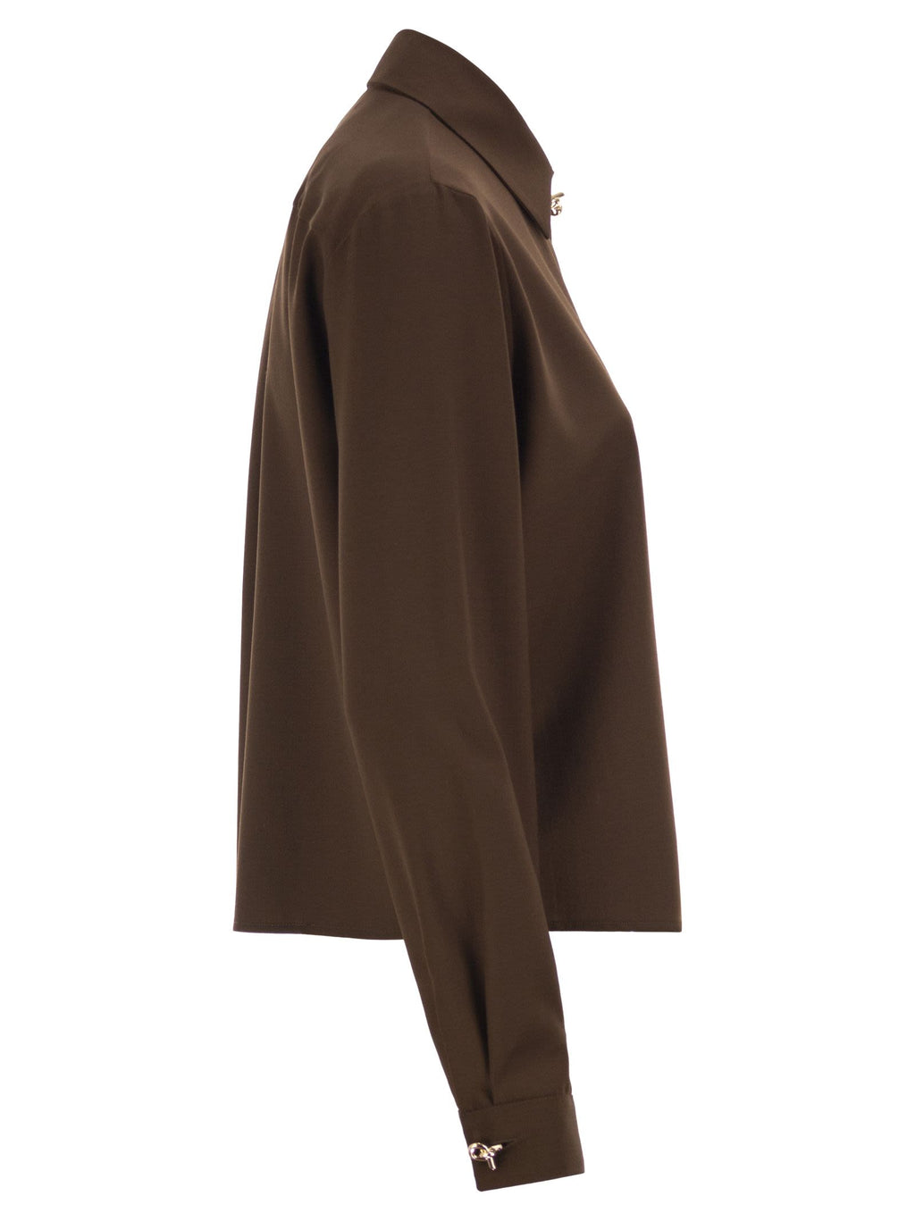 Fabiana Filippi Virgin Wool Stretch Shirt With Zama Jewel Detail