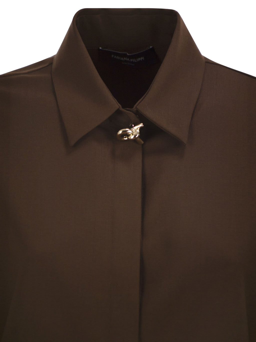 Fabiana Filippi Virgin Wool Stretch Shirt With Zama Jewel Detail