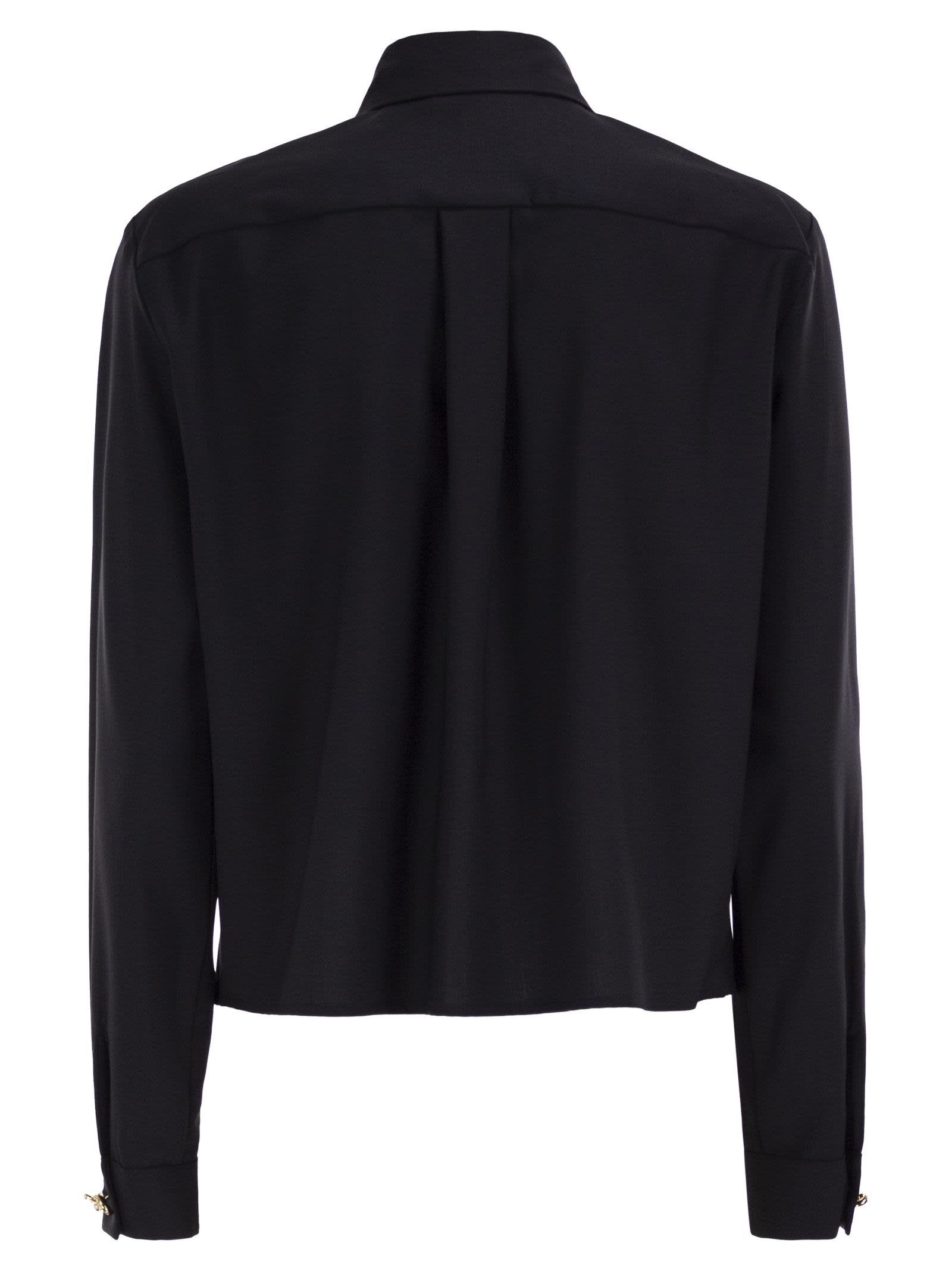 Fabiana Filippi Virgin Wool Stretch Shirt With Zama Jewel Detail