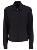 Fabiana Filippi Virgin Wool Stretch Shirt With Zama Jewel Detail