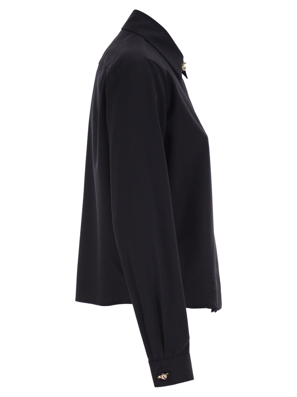 Fabiana Filippi Virgin Wool Stretch Shirt With Zama Jewel Detail