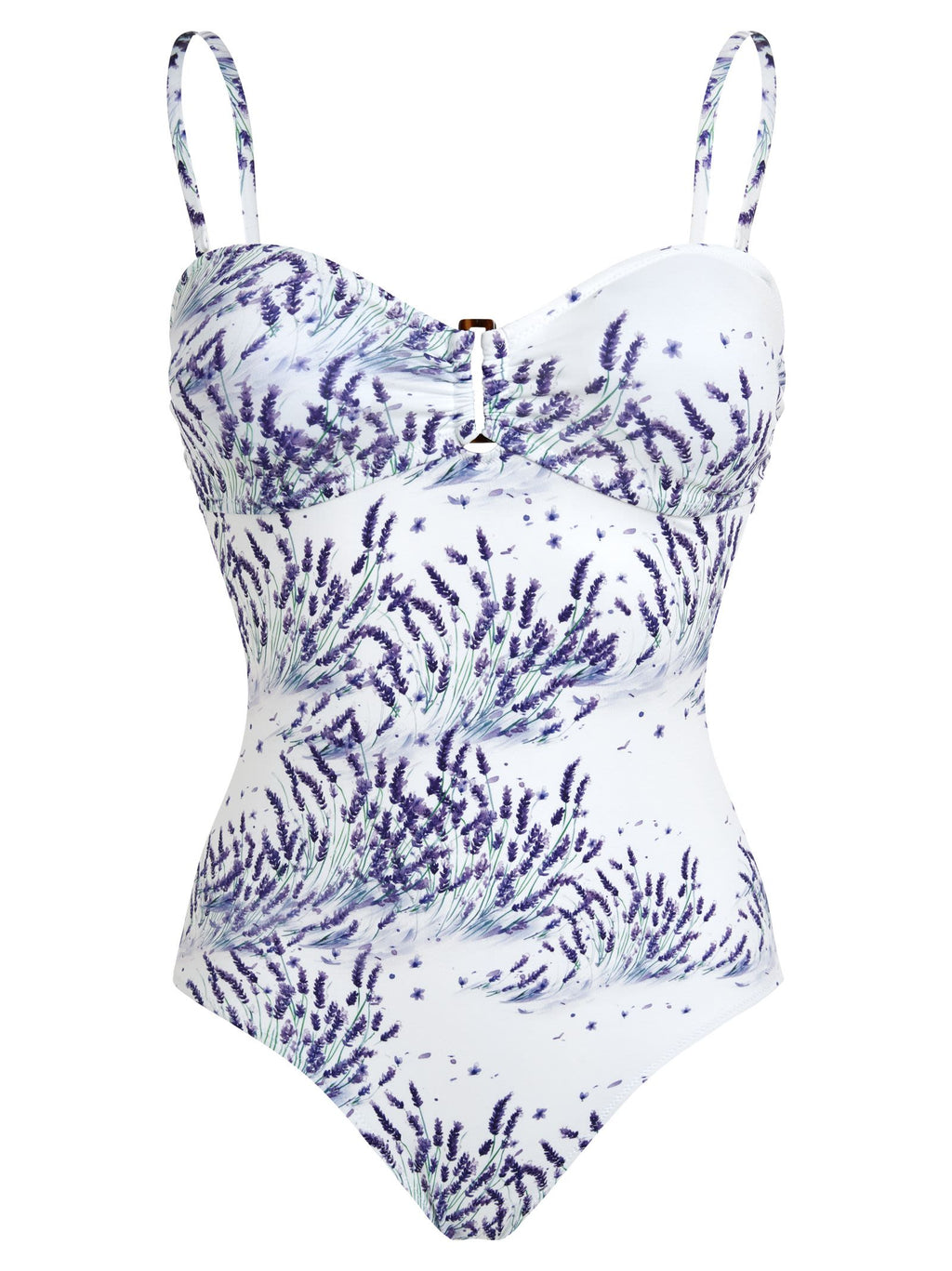 Vilebrequin Women’s One Piece Swimsuit With Lavender Print And Sweetheart Neckline