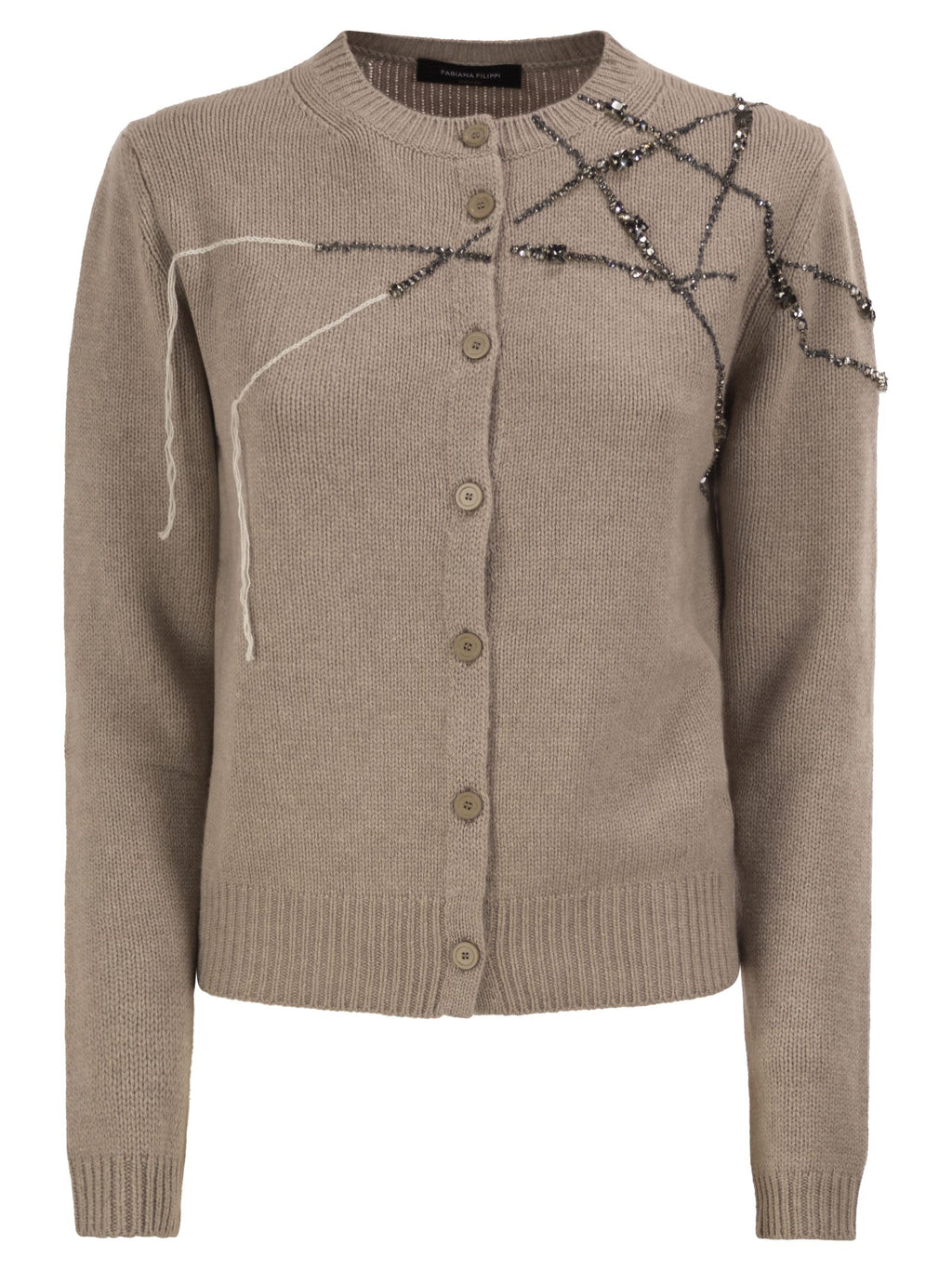 Fabiana Filippi Virgin Wool, Silk And Cashmere Cardigan With Jewel Embroidery