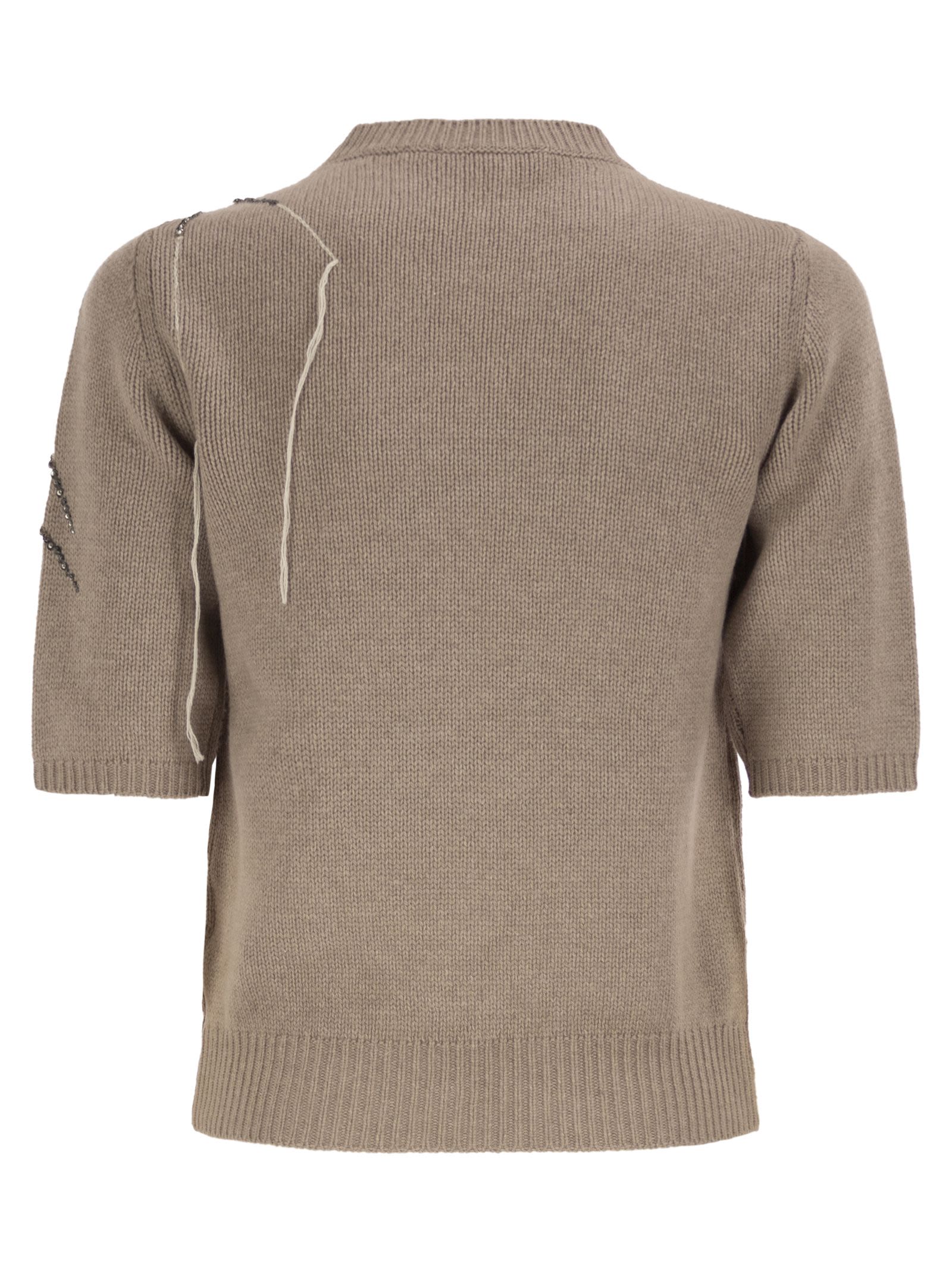 Fabiana Filippi Wool, Silk And Cashmere Sweater With Jewel Embroidery And Rhinestone Details