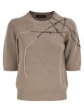 Fabiana Filippi Wool, Silk And Cashmere Sweater With Jewel Embroidery And Rhinestone Details