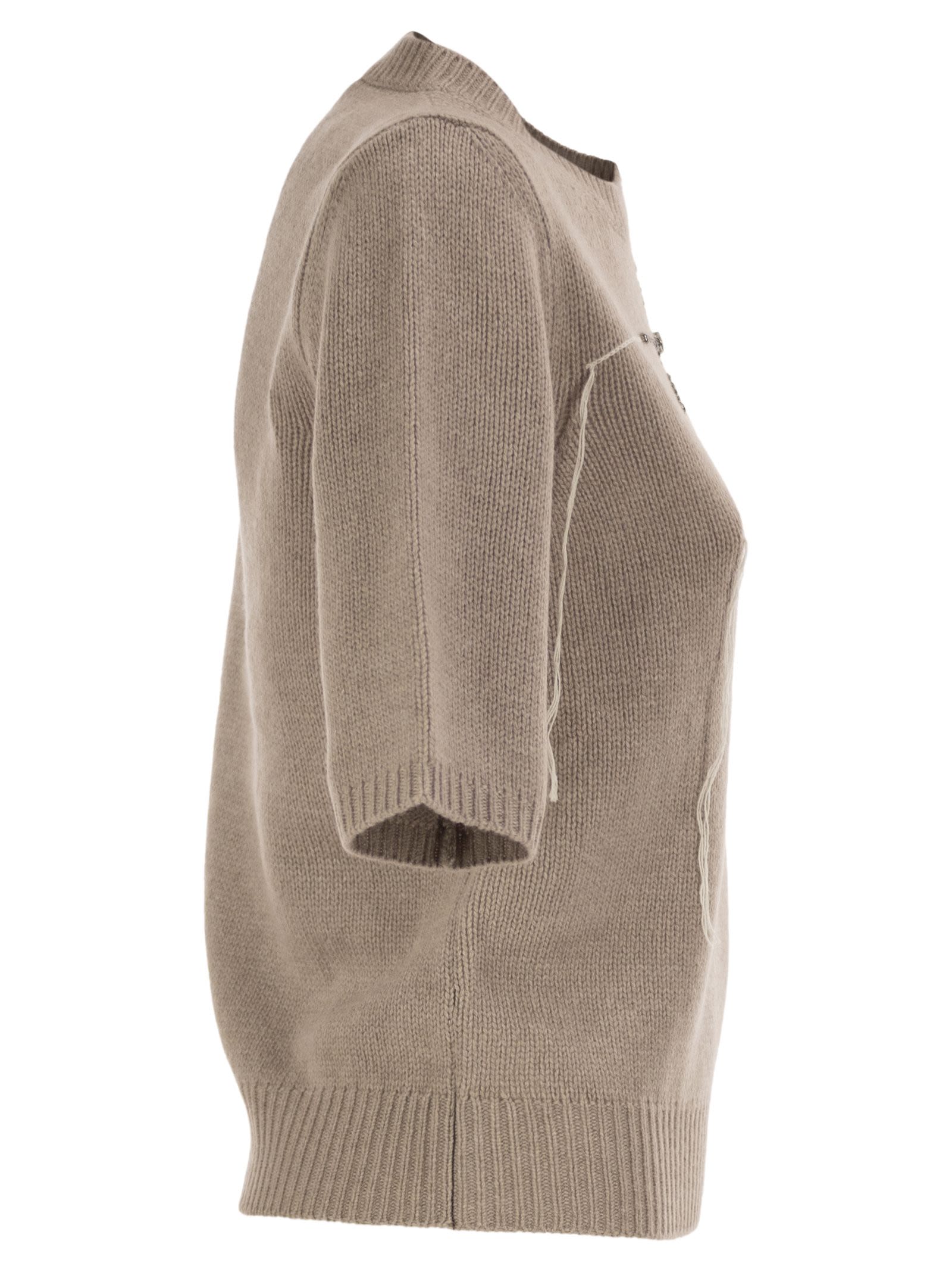 Fabiana Filippi Wool, Silk And Cashmere Sweater With Jewel Embroidery And Rhinestone Details