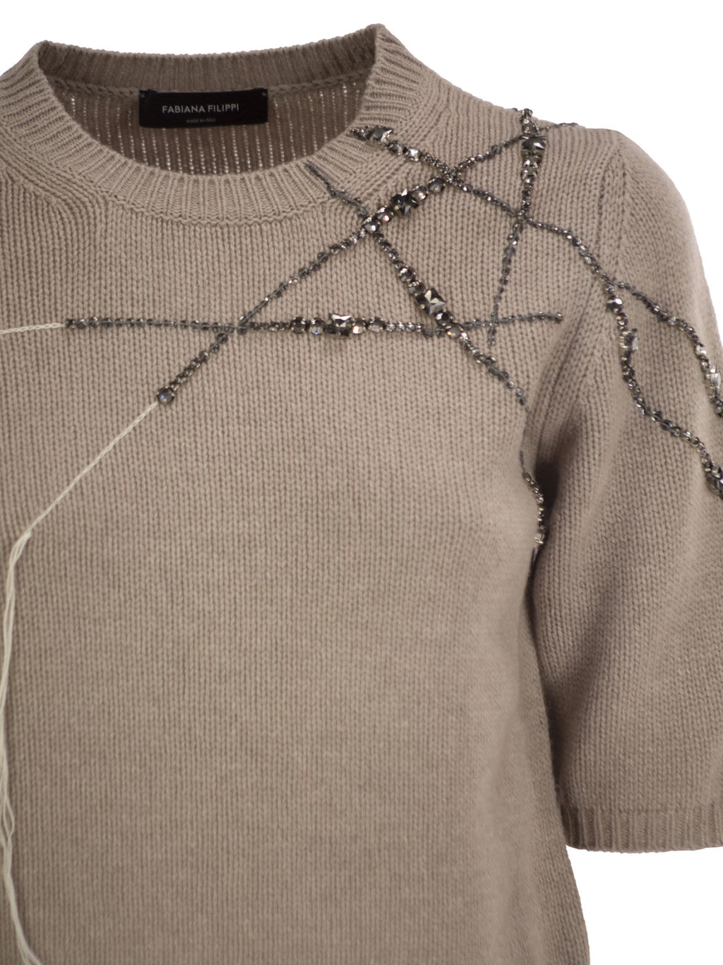 Fabiana Filippi Wool, Silk And Cashmere Sweater With Jewel Embroidery And Rhinestone Details