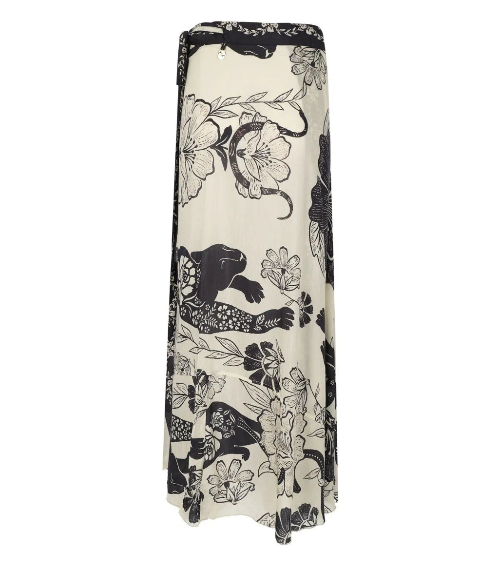 Pahiesa Formentera Ecru And Black Wrap Skirt
