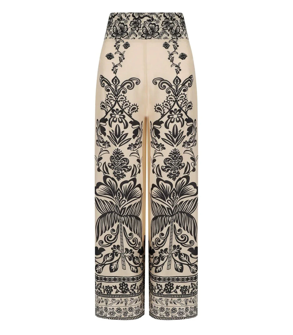 Pahiesa Formentera Ecru And Black Trousers