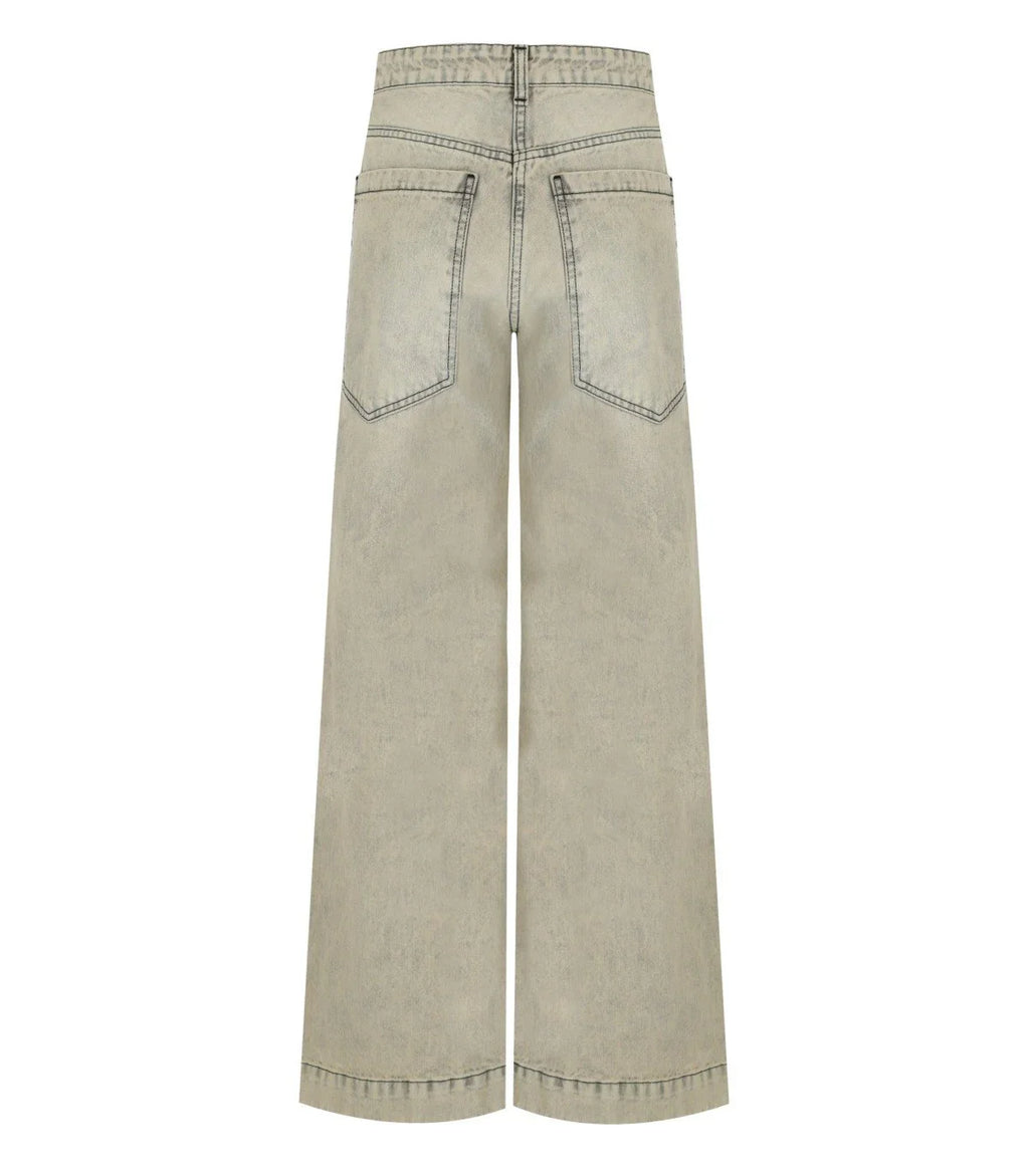 K.K. Beige Wide Leg Jeans