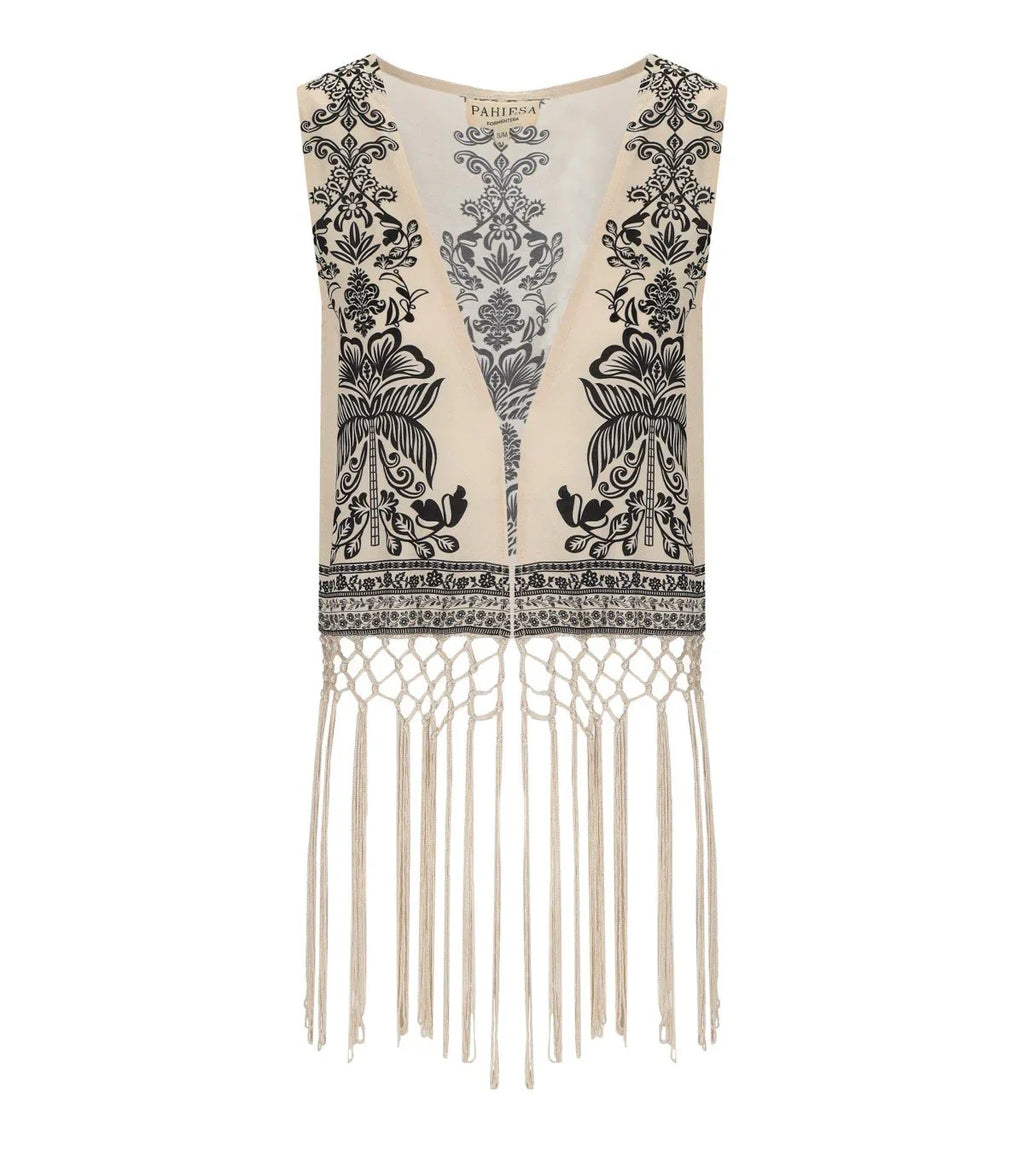 Pahiesa Formentera Ecru And Black Vest