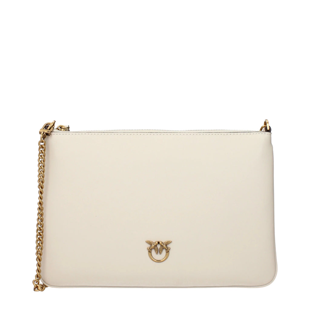 Pinko Crossbody Bags Women Leather Beige/White