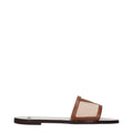 Valentino Garavani Women's Slides And Clogs Beige/Brown Fabric