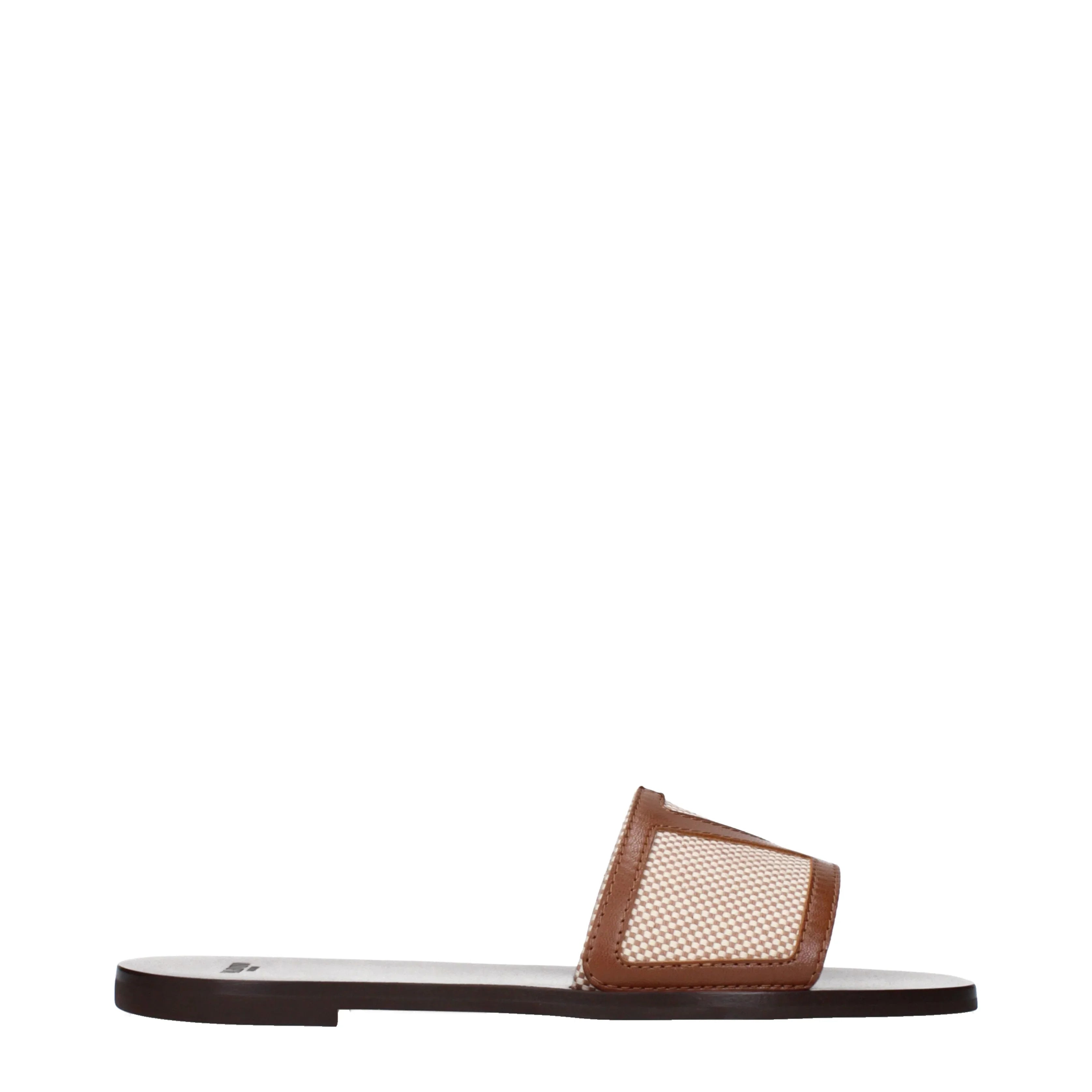 Valentino Garavani Women's Slides And Clogs Beige/Brown Fabric