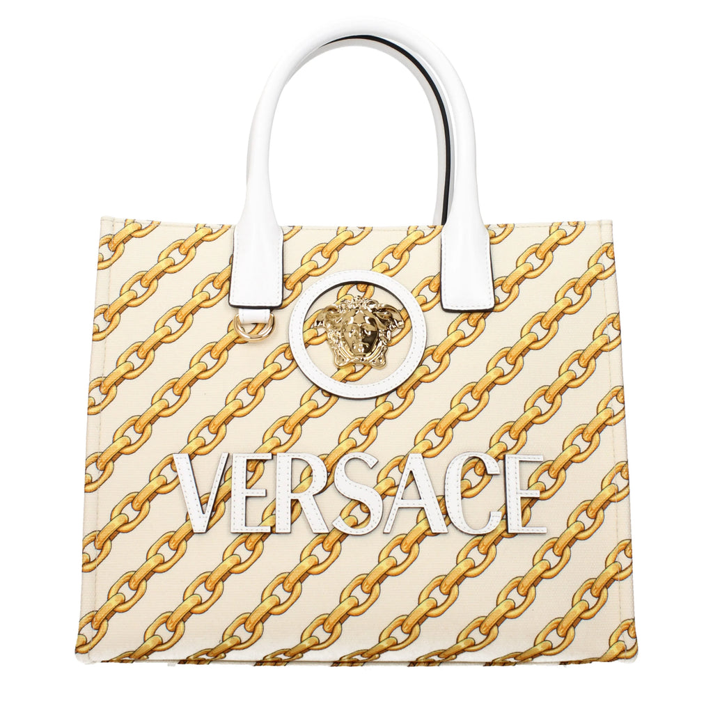 Versace Handbags For Women Fabric Beige/Porcelain