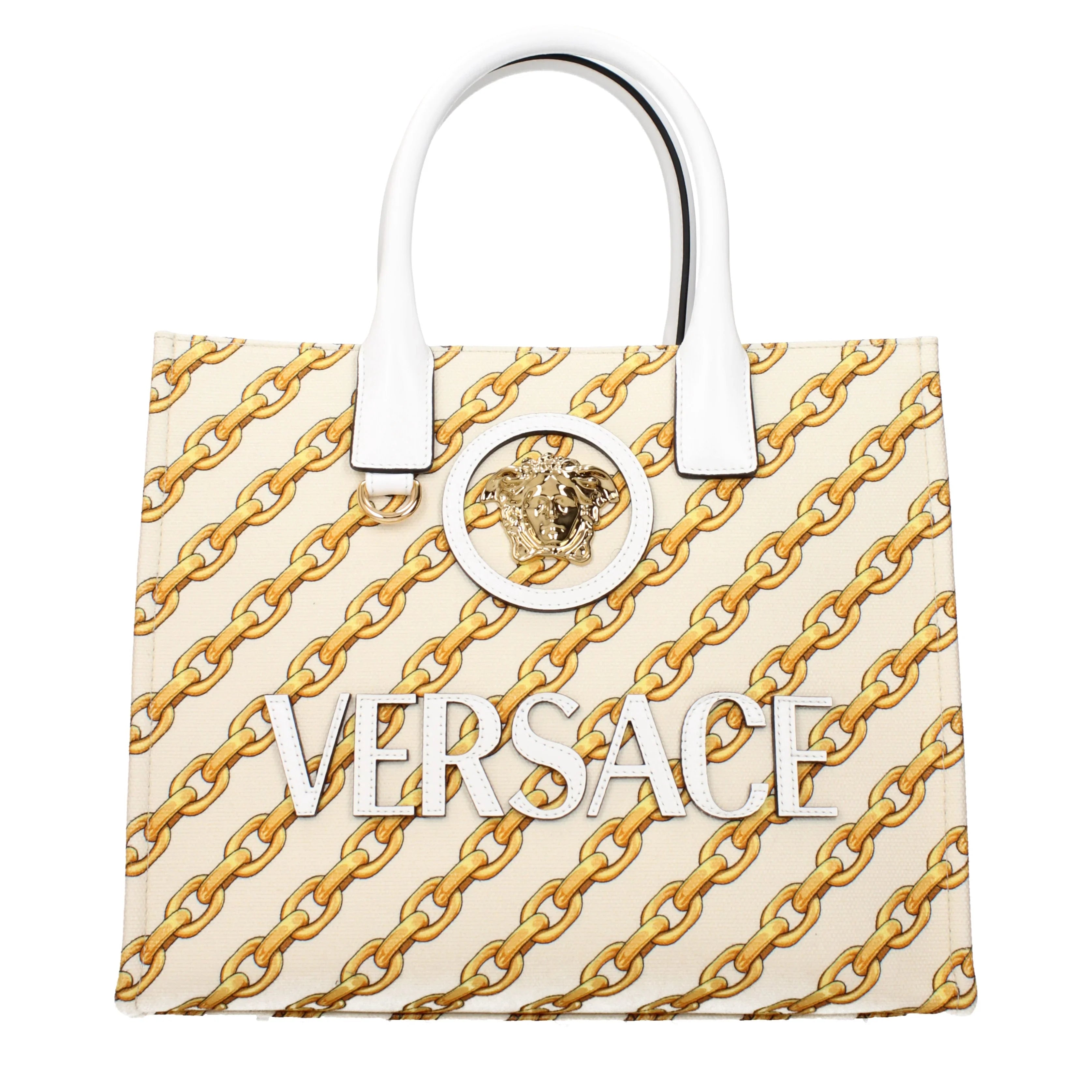 Versace Handbags For Women Fabric Beige/Porcelain