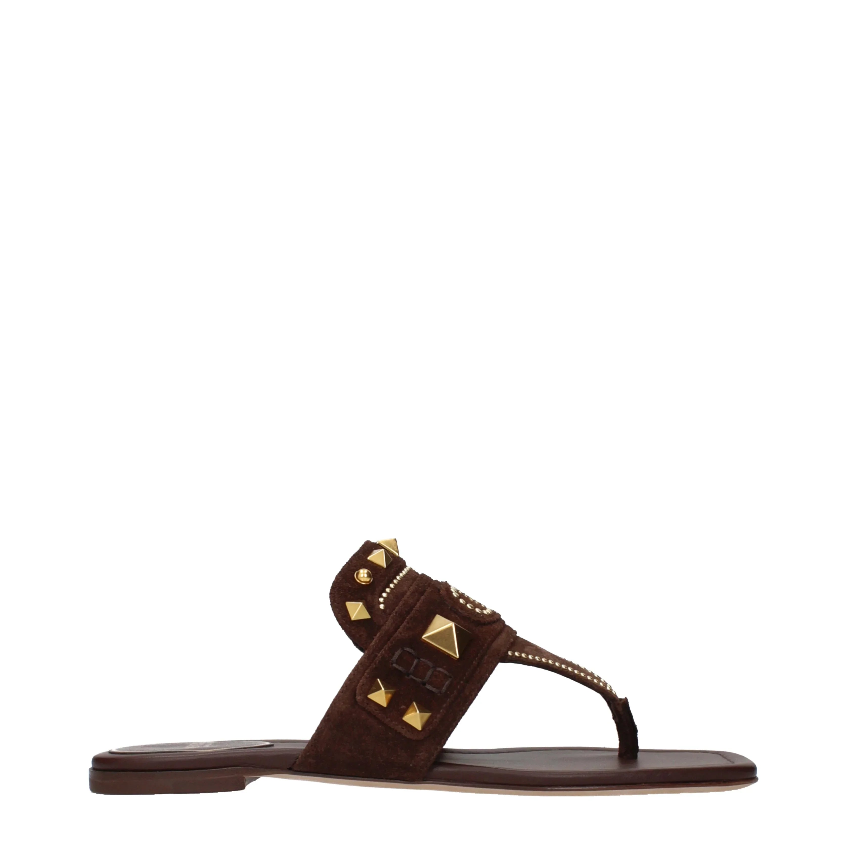 Valentino Garavani Women's Flip Flops Suede Brown/Dark Chocolate