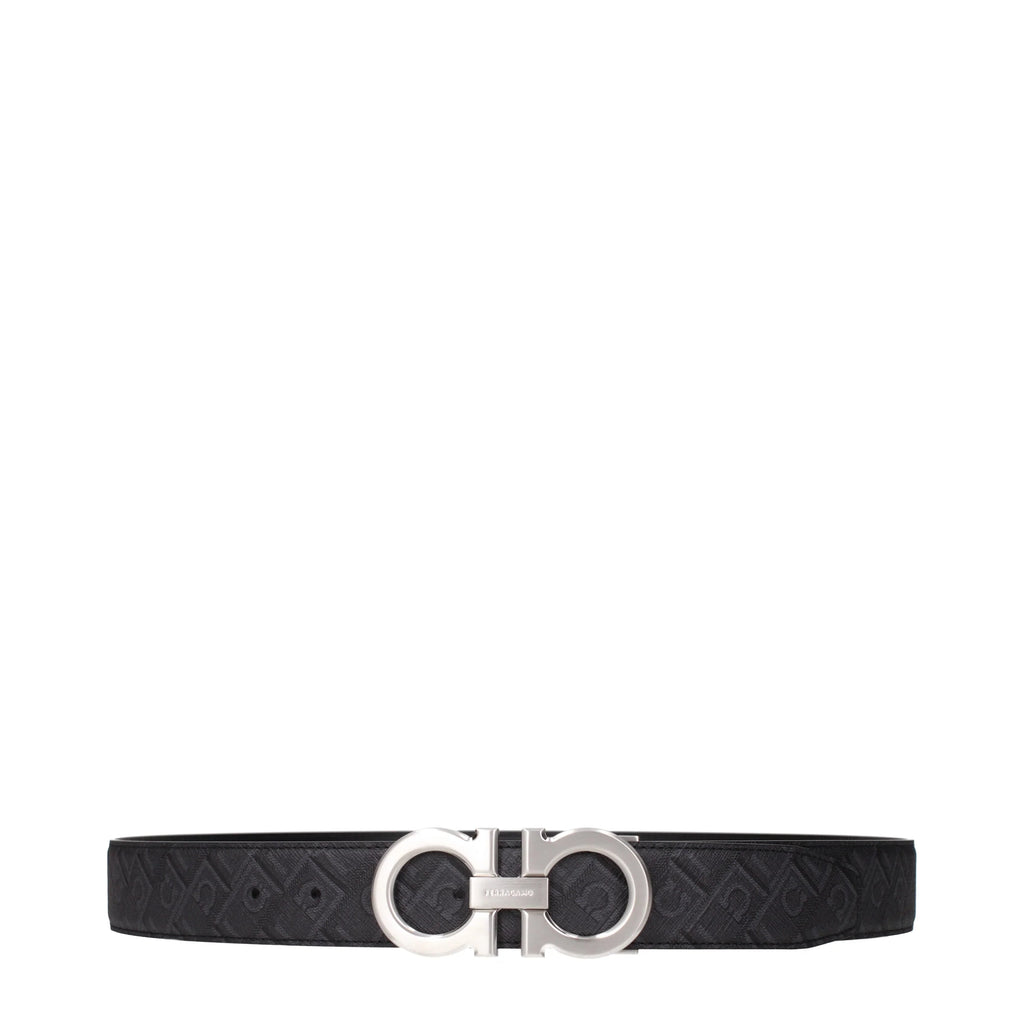 Salvatore Ferragamo Men's Belts Fabric Gray/Black