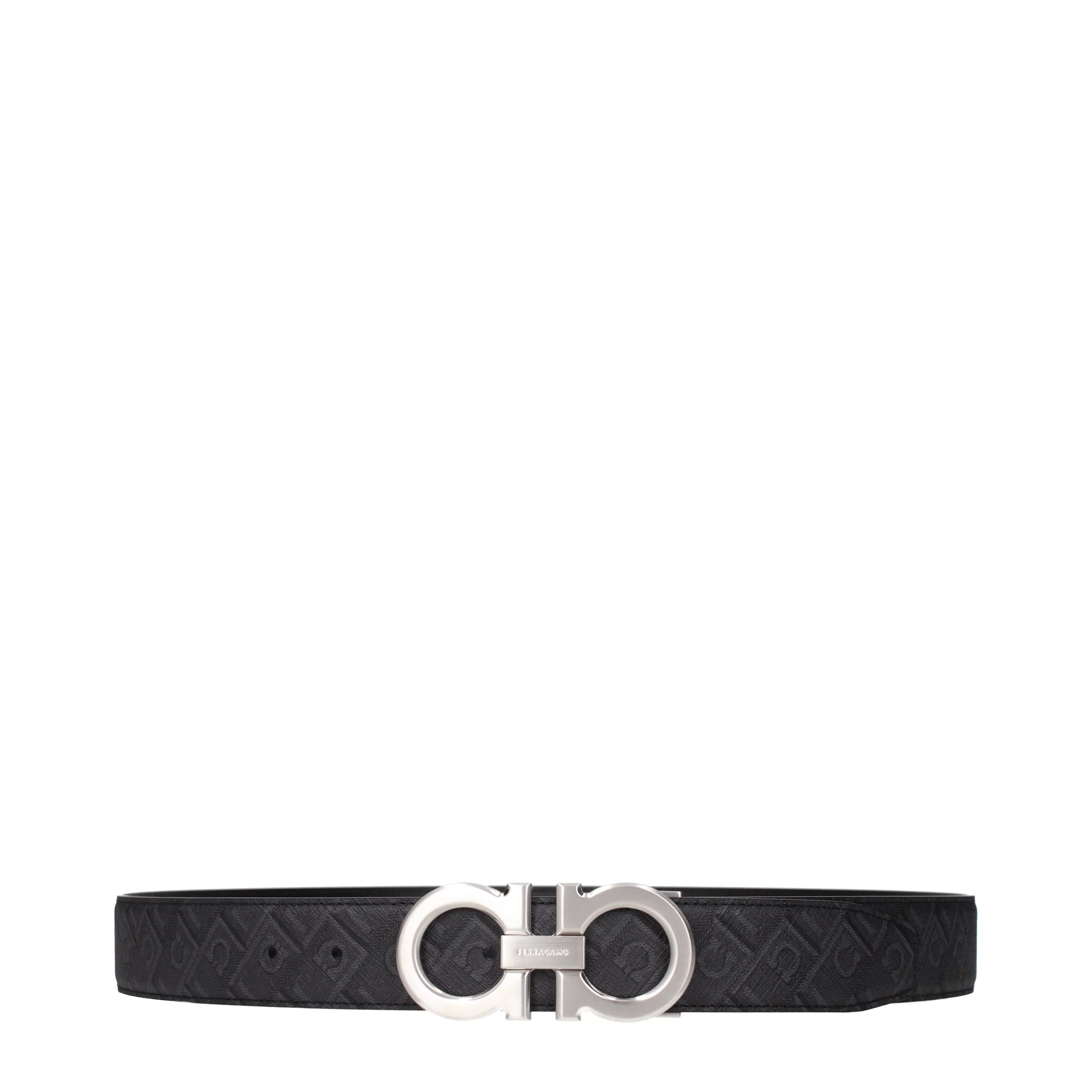 Salvatore Ferragamo Men's Belts Fabric Gray/Black