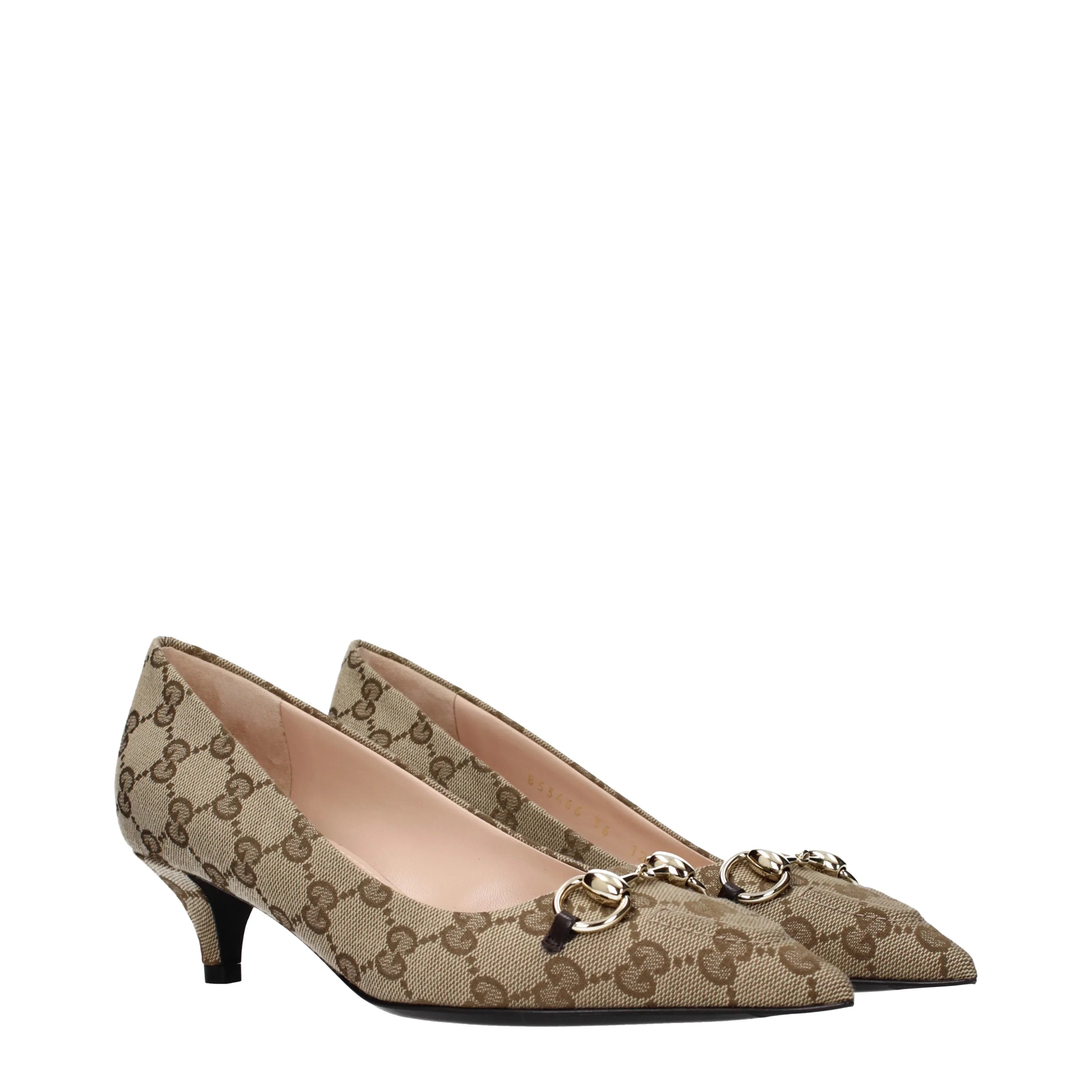 Gucci Women's Heel Fabric Beige/Ebano