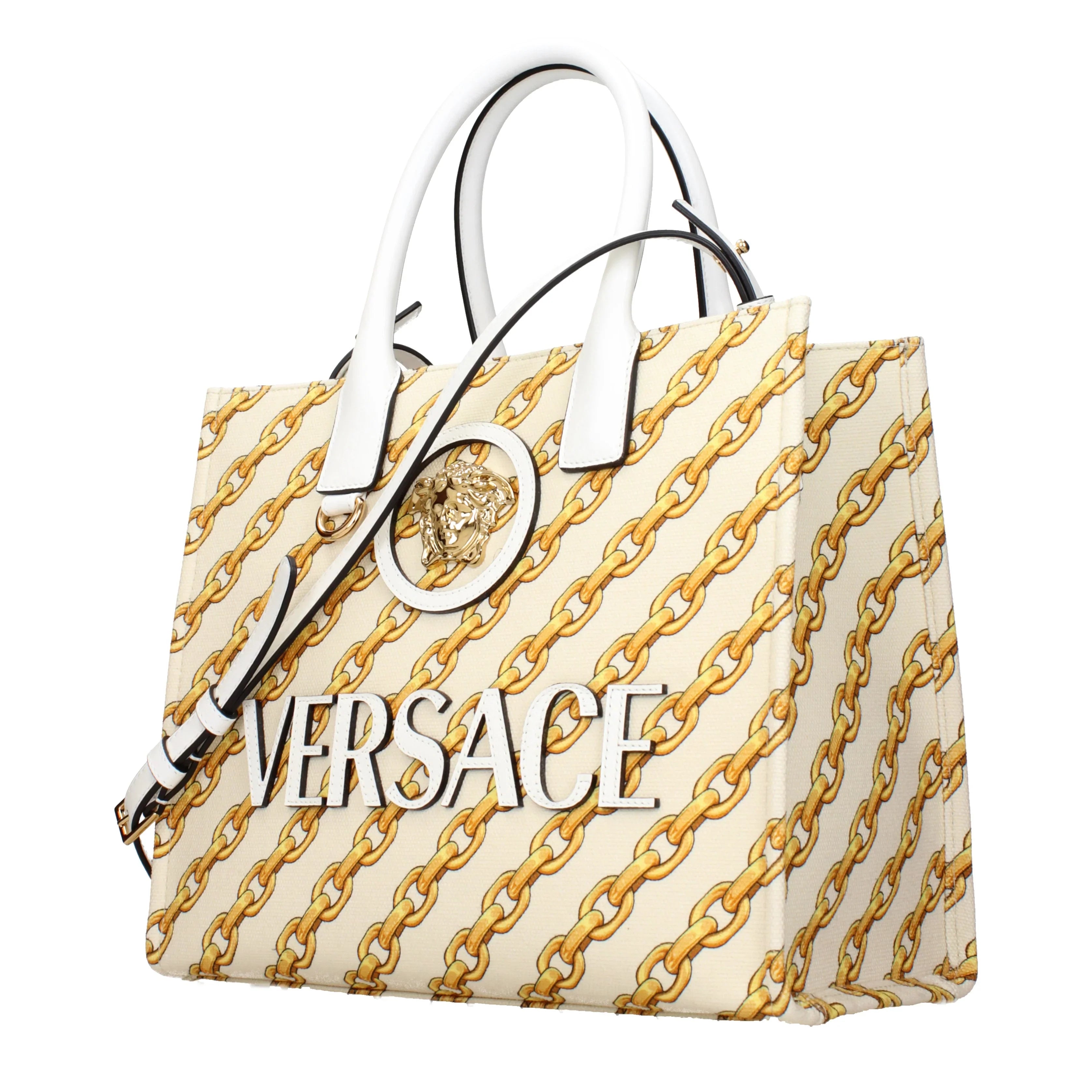 Versace Handbags For Women Fabric Beige/Porcelain