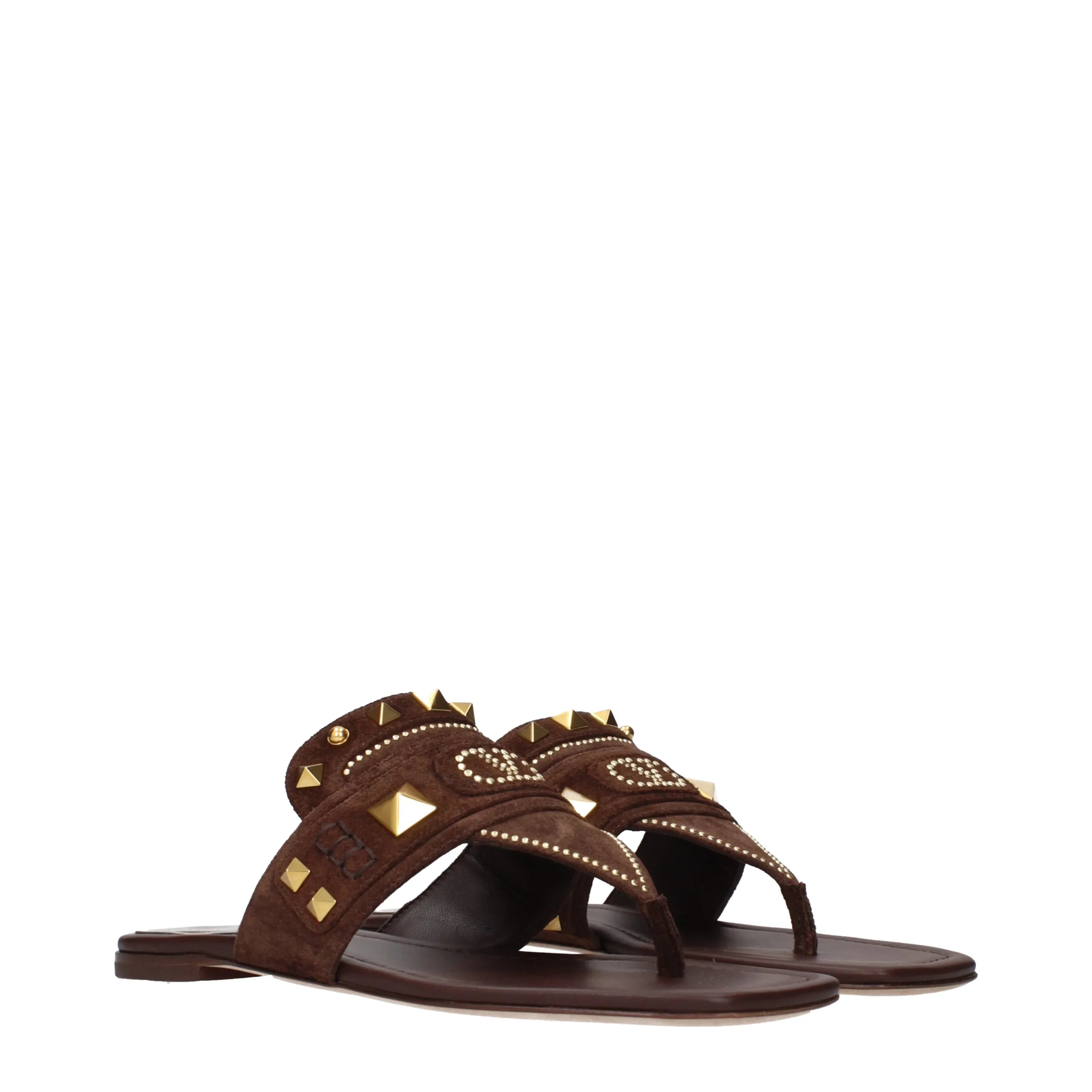 Valentino Garavani Women's Flip Flops Suede Brown/Dark Chocolate