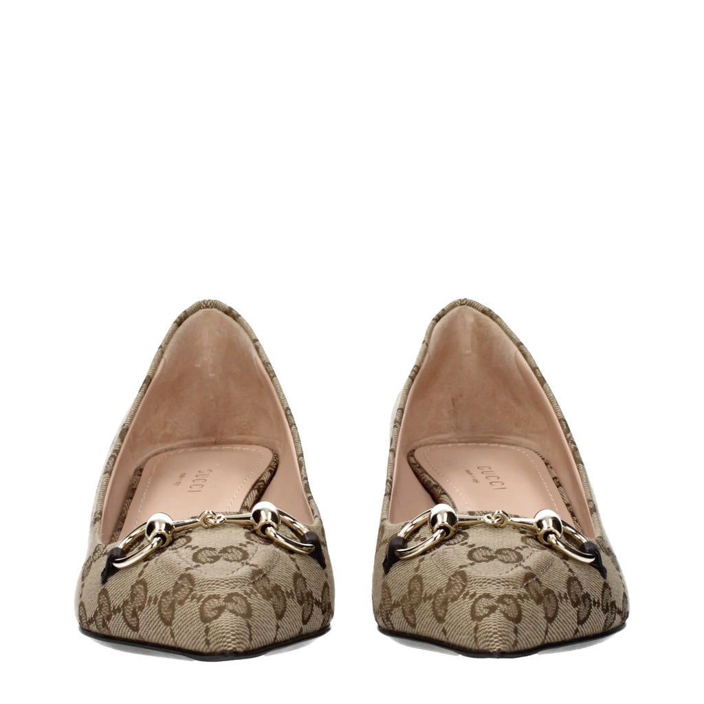 Gucci Women's Heel Fabric Beige/Ebano