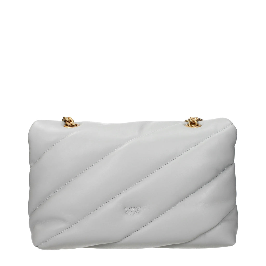 Pinko Love Puff Women's Crossbody Bag Leather Grey/Grey Pearl