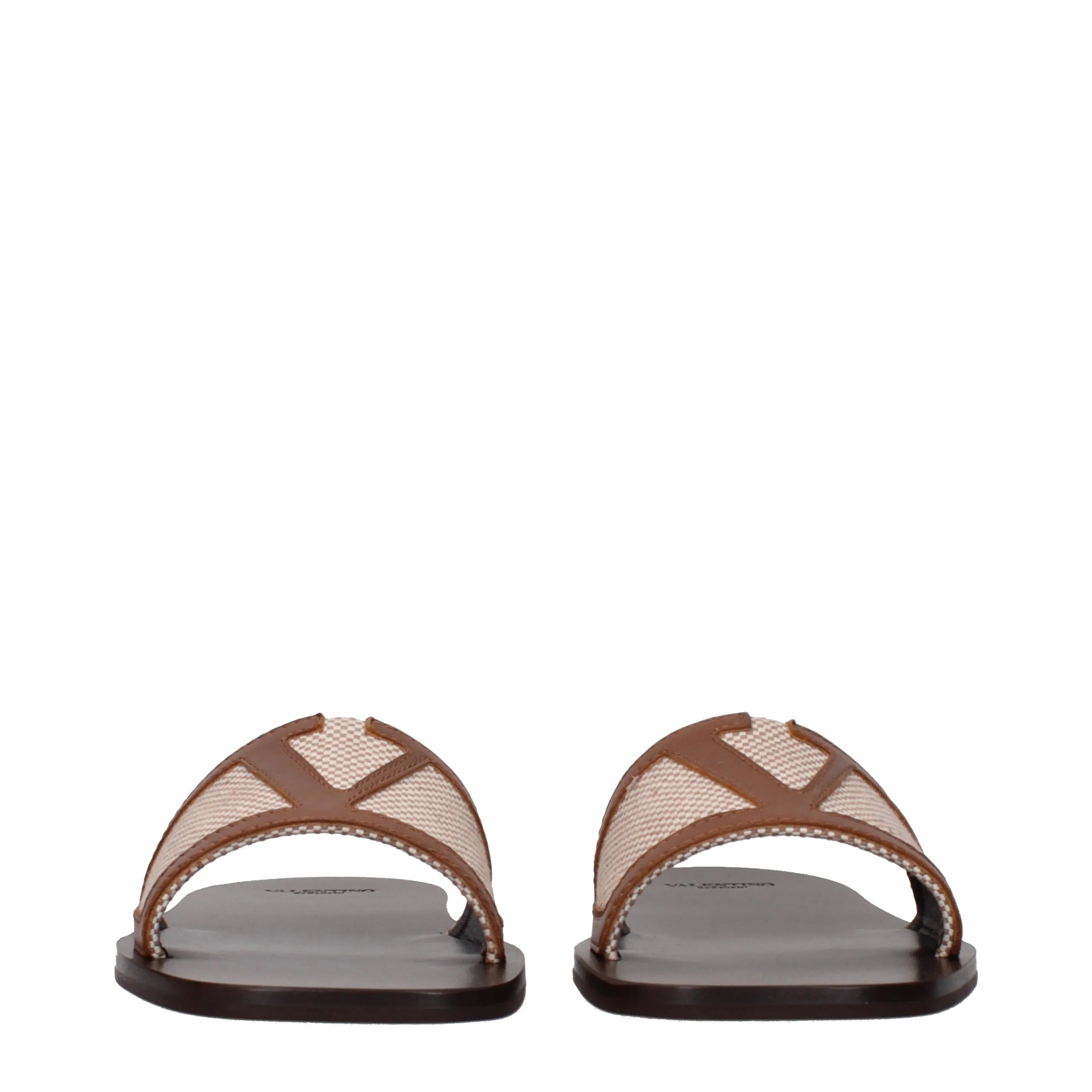 Valentino Garavani Women's Slides And Clogs Beige/Brown Fabric
