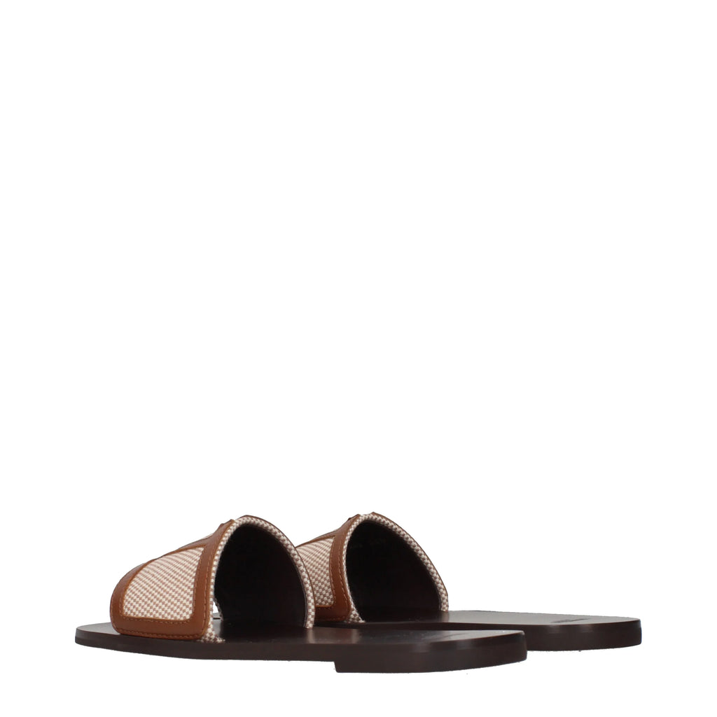 Valentino Garavani Women's Slides And Clogs Beige/Brown Fabric