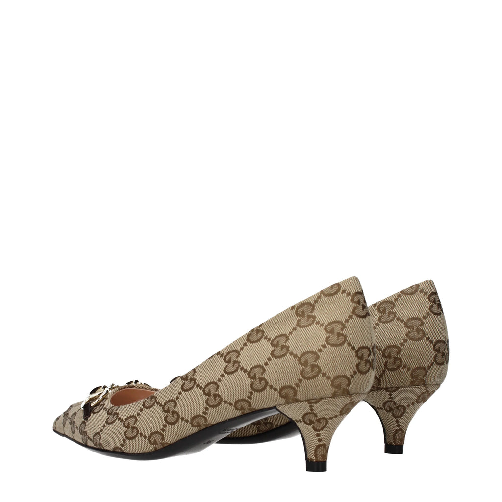 Gucci Women's Heel Fabric Beige/Ebano