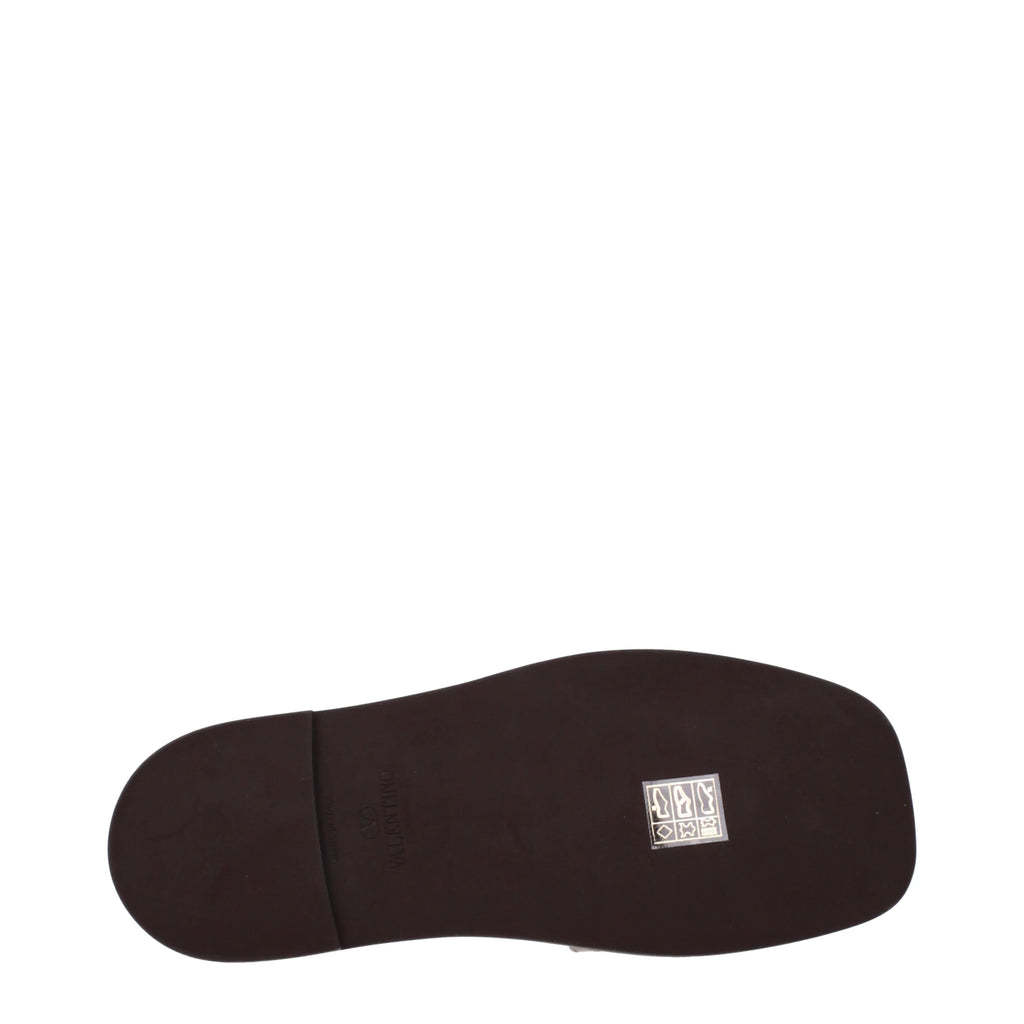 Valentino Garavani Women's Slides And Clogs Beige/Brown Fabric
