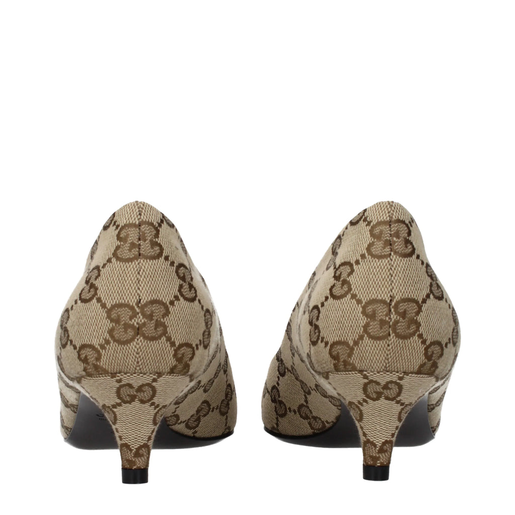 Gucci Women's Heel Fabric Beige/Ebano